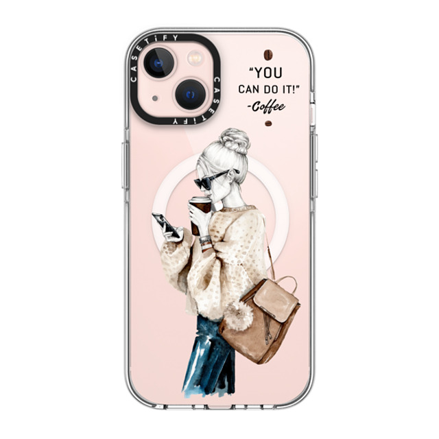 Victoria Ryabinina x CASETiFY iPhone 13 ケース クリア クリア ケース MagSafe対応 Girl and coffee