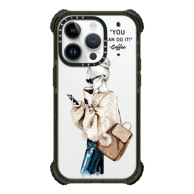Victoria Ryabinina x CASETiFY iPhone 14 Pro ケース Quote,Typography ブラック ウルトラインパクトケース Girl and coffee Mother's Day Victoria Ryabinina x CASETiFY iPhone 14 Pro ケース Quote,Typography ブラック ウルトラインパクトケース Girl and coffee Mother's Day