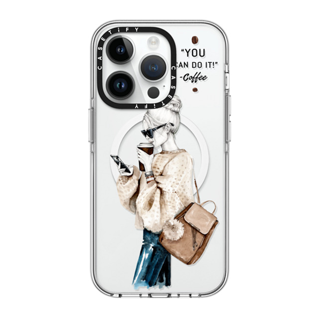 Victoria Ryabinina x CASETiFY iPhone 14 Pro ケース クリア クリア ケース MagSafe対応 Girl and coffee