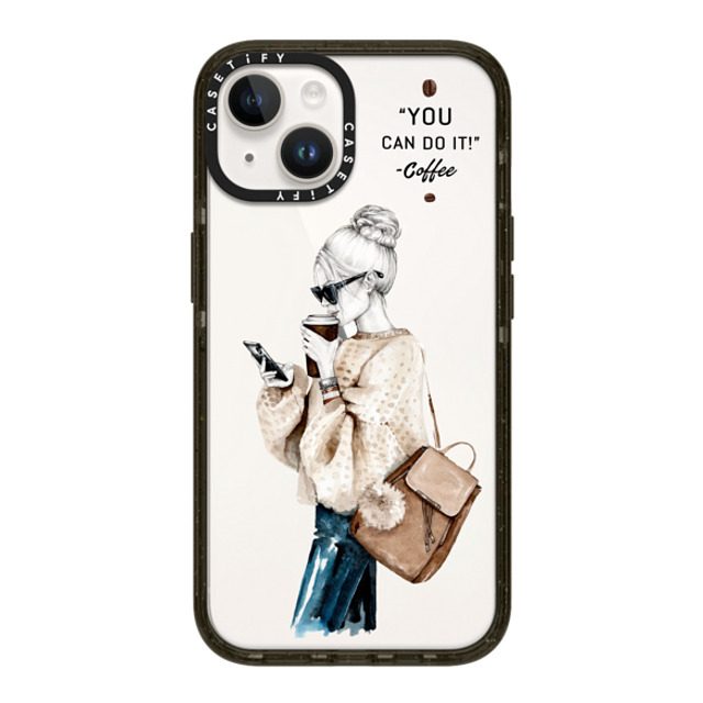 Victoria Ryabinina x CASETiFY iPhone 14 ケース ブラック インパクトケース Girl and coffee