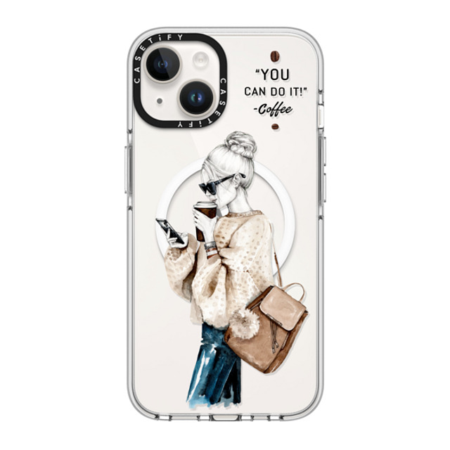 Victoria Ryabinina x CASETiFY iPhone 14 ケース クリア クリア ケース MagSafe対応 Girl and coffee