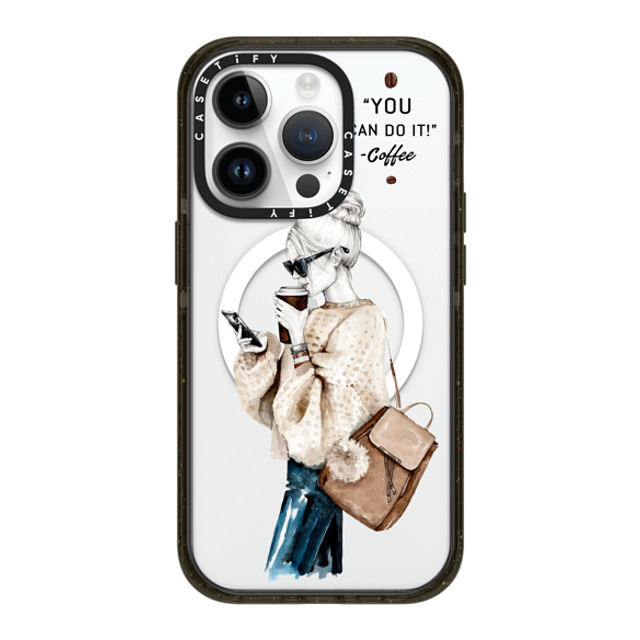 Victoria Ryabinina x CASETiFY iPhone 14 Pro ケース ブラック インパクトケース MagSafe対応 Girl and coffee