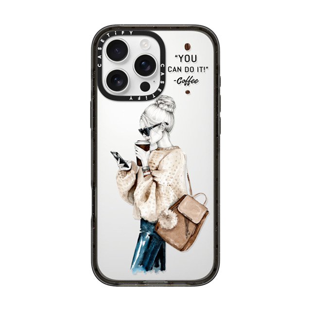 Victoria Ryabinina x CASETiFY iPhone 16 Pro Max ケース ブラック インパクトケース Girl and coffee