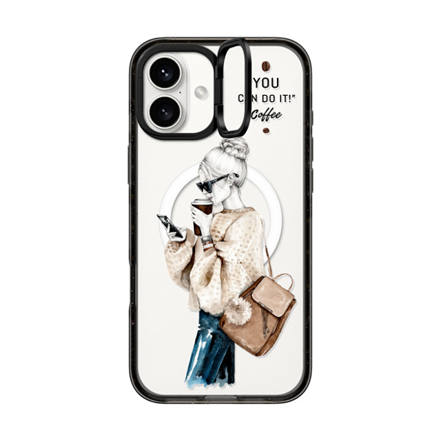 Victoria Ryabinina x CASETiFY iPhone 16 Plus Case Black インパクトリングスタンドケース MagSafe対応 Girl and coffee Victoria Ryabinina x CASETiFY iPhone 16 Plus Case Black インパクトリングスタンドケース MagSafe対応 Girl and coffee