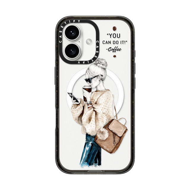 Victoria Ryabinina x CASETiFY iPhone 16 ケース ブラック インパクトケース MagSafe対応 Girl and coffee