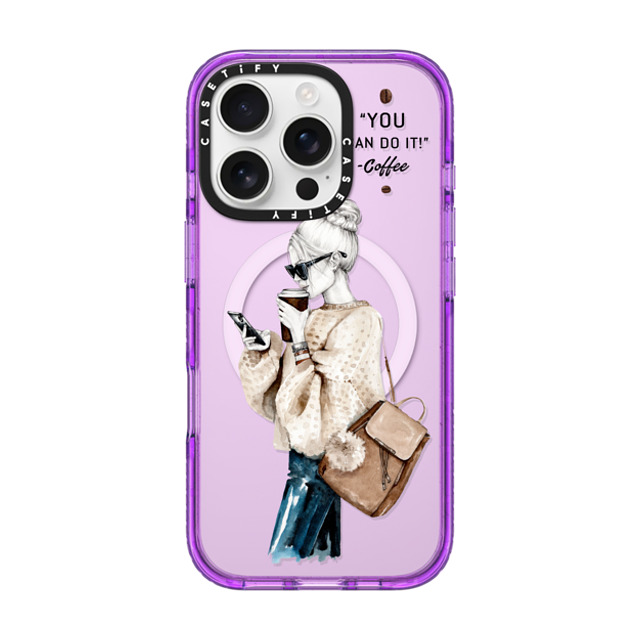 Victoria Ryabinina x CASETiFY iPhone 16 Pro Case パープル Impact Case MagSafe Compatible Girl and coffee Victoria Ryabinina x CASETiFY iPhone 16 Pro Case パープル Impact Case MagSafe Compatible Girl and coffee