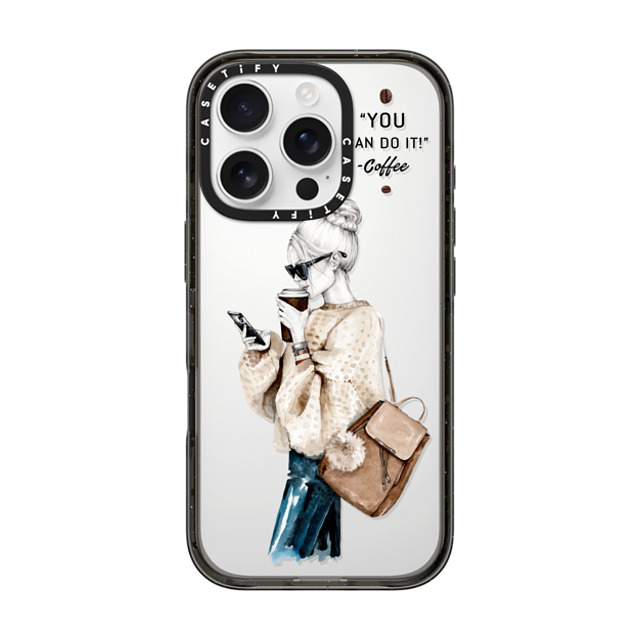 Victoria Ryabinina x CASETiFY iPhone 16 Pro ケース ブラック インパクトケース Girl and coffee