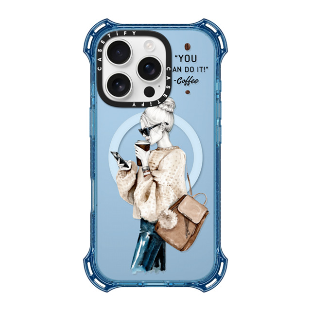 Victoria Ryabinina x CASETiFY iPhone 16 Pro Case ベイビーブルー バウンスケース Girl and coffee Victoria Ryabinina x CASETiFY iPhone 16 Pro Case ベイビーブルー バウンスケース Girl and coffee