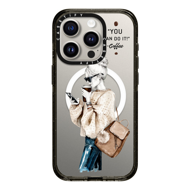 Victoria Ryabinina x CASETiFY iPhone 15 Pro ケース ブラック インパクトケース MagSafe対応 Girl and coffee