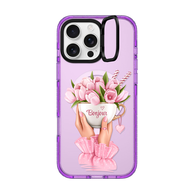 Victoria Ryabinina x CASETiFY iPhone 16 Pro Max Case パープル インパクトリングスタンドケース MagSafe対応 Floral coffee Victoria Ryabinina x CASETiFY iPhone 16 Pro Max Case パープル インパクトリングスタンドケース MagSafe対応 Floral coffee