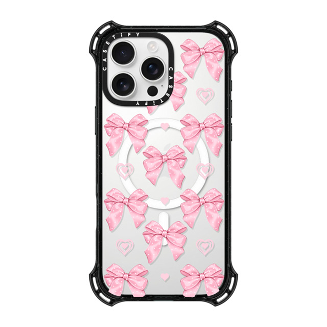 Victoria Ryabinina x CASETiFY iPhone 16 Pro Max ケース ブラック バウンスケース Pink bows