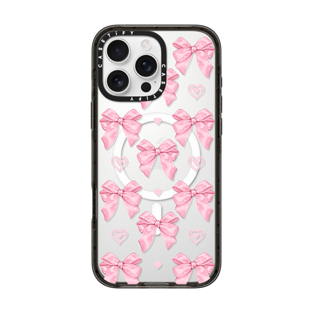 Victoria Ryabinina x CASETiFY iPhone 16 Pro Max ケース ブラック インパクトケース MagSafe対応 Pink bows