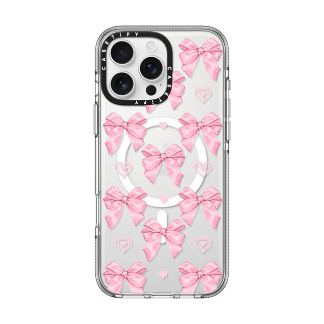 Victoria Ryabinina x CASETiFY iPhone 16 Pro Max ケース クリア クリア ケース MagSafe対応 Pink bows