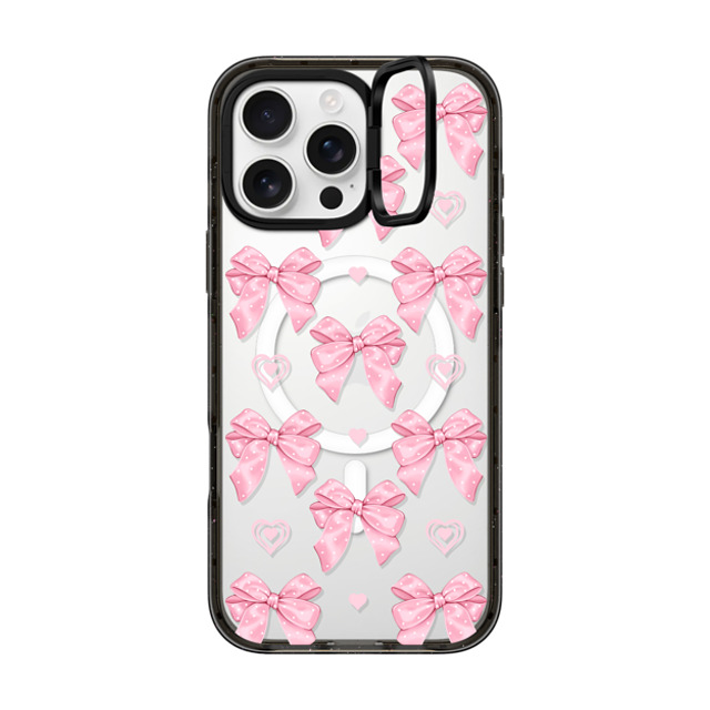 Victoria Ryabinina x CASETiFY iPhone 16 Pro Max ケース ブラック インパクトリングスタンドケース MagSafe対応 Pink bows