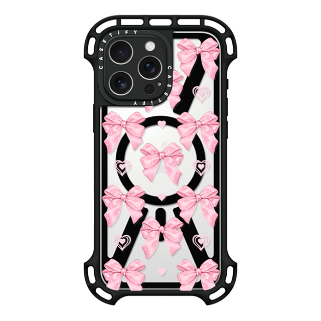 Victoria Ryabinina x CASETiFY iPhone 16 Pro Max ケース ブラック ウルトラ バウンスケース MagSafe対応 Pink bows