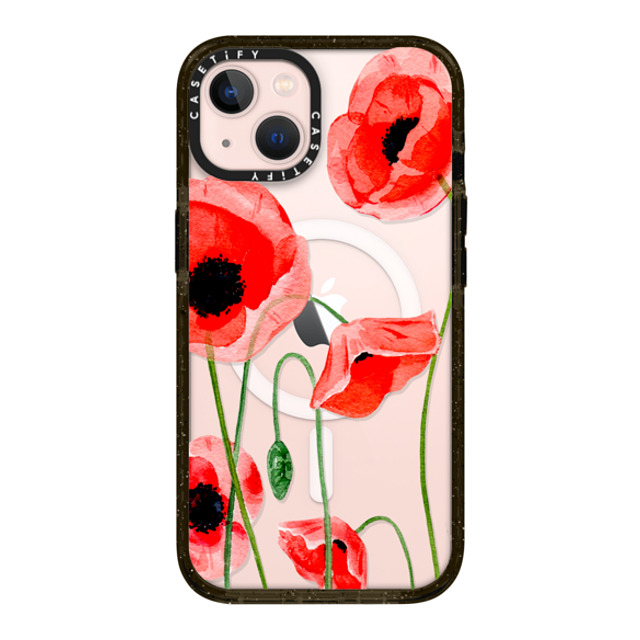 Victoria Ryabinina x CASETiFY iPhone 13 ケース ブラック インパクトケース MagSafe対応 Red poppies