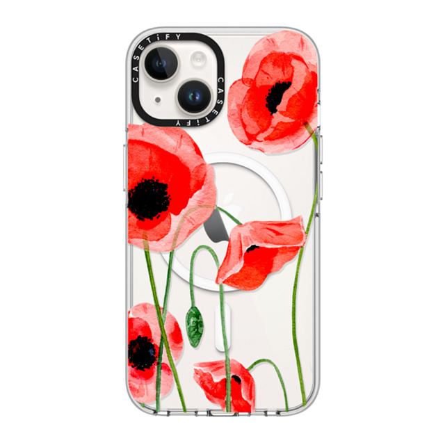 Victoria Ryabinina x CASETiFY iPhone 14 ケース クリア クリア ケース MagSafe対応 Red poppies