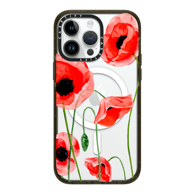 Victoria Ryabinina x CASETiFY iPhone 14 Pro Max ケース ブラック インパクトケース MagSafe対応 Red poppies