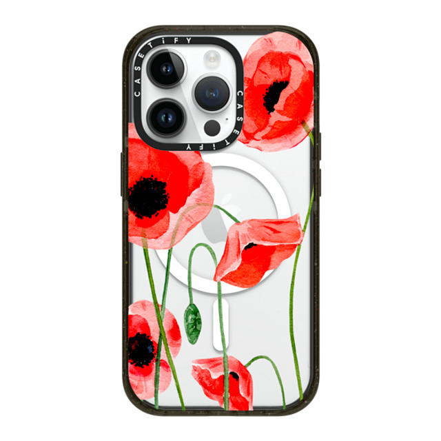 Victoria Ryabinina x CASETiFY iPhone 14 Pro ケース ブラック インパクトケース MagSafe対応 Red poppies