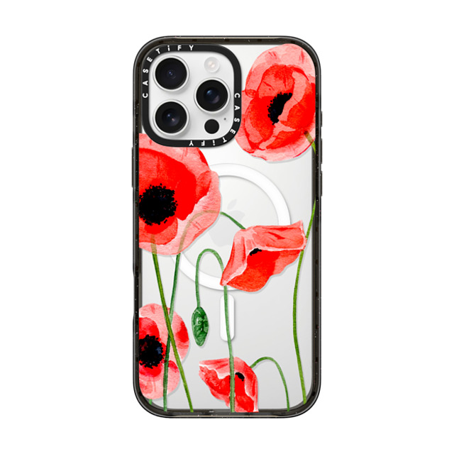 Victoria Ryabinina x CASETiFY iPhone 16 Pro Max ケース ブラック インパクトケース MagSafe対応 Red poppies