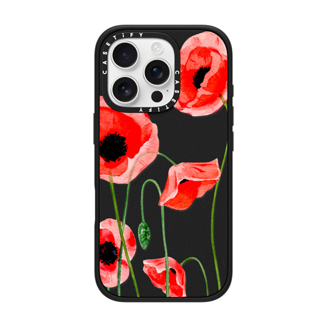 Victoria Ryabinina x CASETiFY iPhone 16 Pro ケース マットブラック インパクトケース MagSafe対応 Red poppies