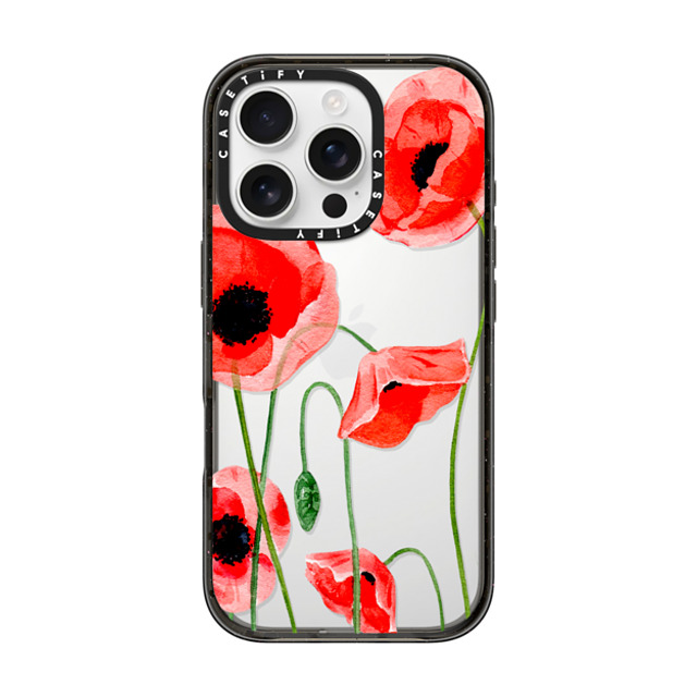 Victoria Ryabinina x CASETiFY iPhone 16 Pro ケース ブラック インパクトケース Red poppies