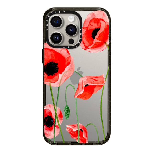 Victoria Ryabinina x CASETiFY iPhone 15 Pro Max ケース ブラック インパクトケース Red poppies