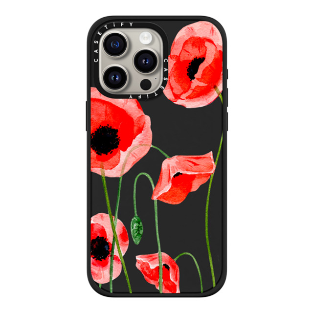 Victoria Ryabinina x CASETiFY iPhone 15 Pro Max ケース マットブラック インパクトケース MagSafe対応 Red poppies