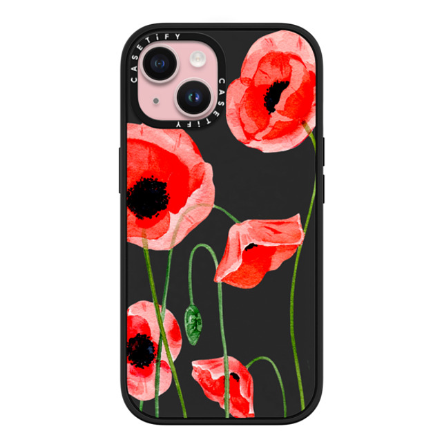 Victoria Ryabinina x CASETiFY iPhone 15 ケース マットブラック インパクトケース MagSafe対応 Red poppies