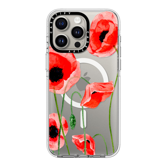 Victoria Ryabinina x CASETiFY iPhone 15 Pro Max ケース クリア クリア ケース MagSafe対応 Red poppies