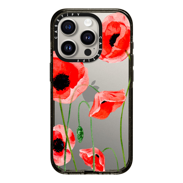 Victoria Ryabinina x CASETiFY iPhone 15 Pro ケース ブラック インパクトケース Red poppies