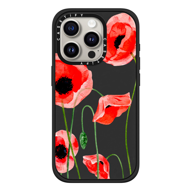 Victoria Ryabinina x CASETiFY iPhone 15 Pro ケース マットブラック インパクトケース MagSafe対応 Red poppies