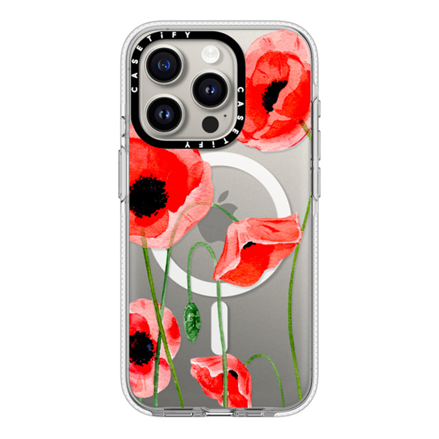 Victoria Ryabinina x CASETiFY iPhone 15 Pro ケース クリア クリア ケース MagSafe対応 Red poppies