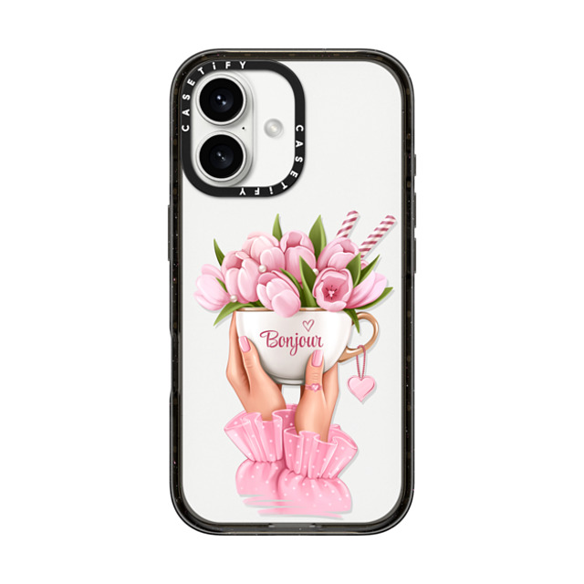 Victoria Ryabinina x CASETiFY iPhone 16 Case Black Impact Case Floral coffee Victoria Ryabinina x CASETiFY iPhone 16 Case Black Impact Case Floral coffee