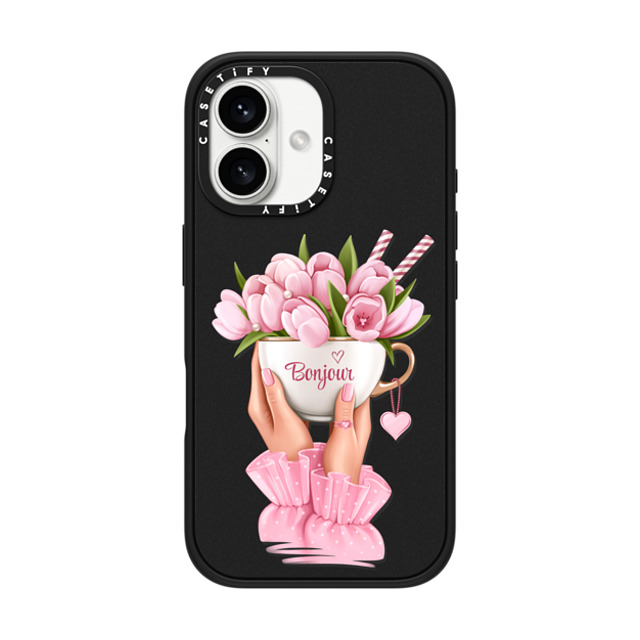 Victoria Ryabinina x CASETiFY iPhone 16 Case Matte Black Impact Case Floral coffee Victoria Ryabinina x CASETiFY iPhone 16 Case Matte Black Impact Case Floral coffee