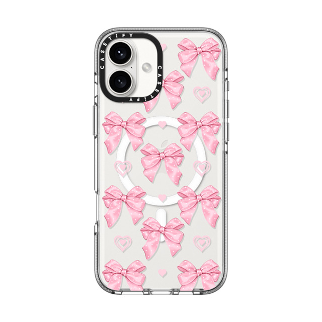 Victoria Ryabinina x CASETiFY iPhone 16 Plus ケース クリア クリア ケース MagSafe対応 Pink bows