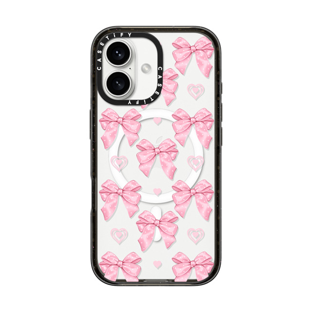 Victoria Ryabinina x CASETiFY iPhone 16 ケース ブラック インパクトケース MagSafe対応 Pink bows