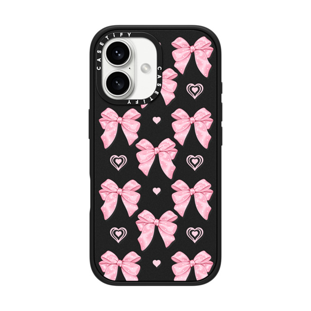 Victoria Ryabinina x CASETiFY iPhone 16 ケース マットブラック インパクトケース MagSafe対応 Pink bows