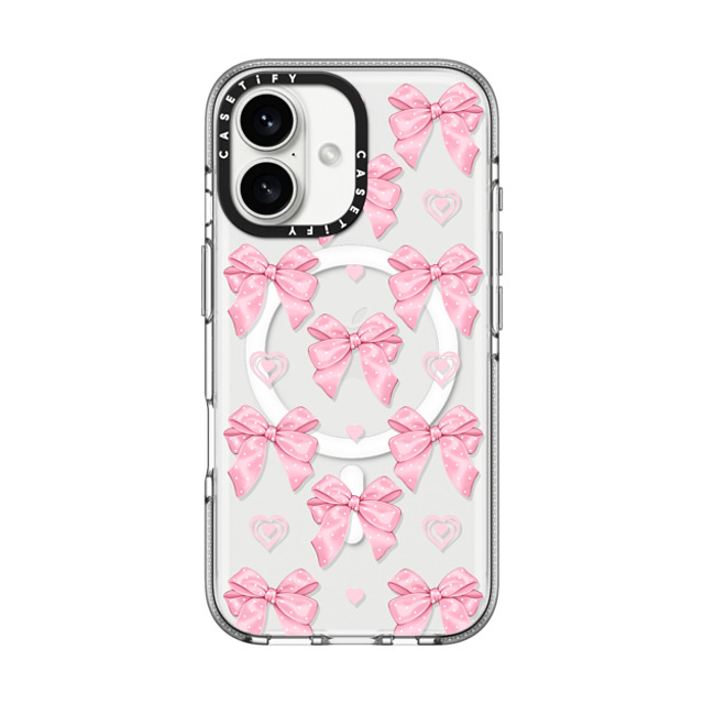 Victoria Ryabinina x CASETiFY iPhone 16 ケース クリア クリア ケース MagSafe対応 Pink bows