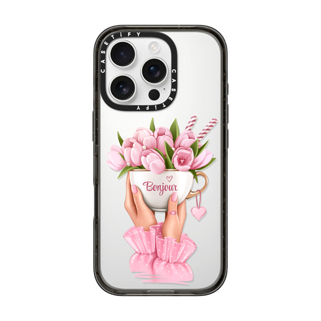Victoria Ryabinina x CASETiFY iPhone 16 Pro Case Black Impact Case Floral coffee Victoria Ryabinina x CASETiFY iPhone 16 Pro Case Black Impact Case Floral coffee