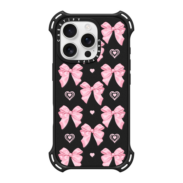 Victoria Ryabinina x CASETiFY iPhone 16 Pro Case Matte Black バウンスケース Pink bows Victoria Ryabinina x CASETiFY iPhone 16 Pro Case Matte Black バウンスケース Pink bows