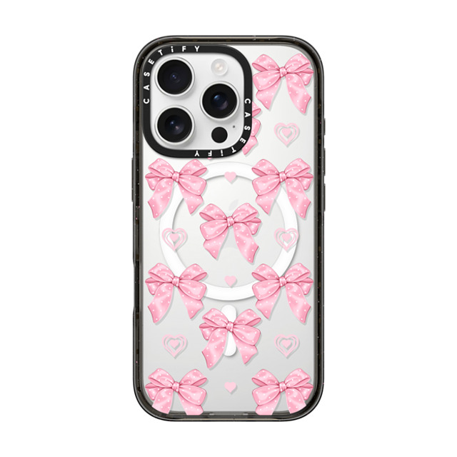 Victoria Ryabinina x CASETiFY iPhone 16 Pro ケース ブラック インパクトケース MagSafe対応 Pink bows