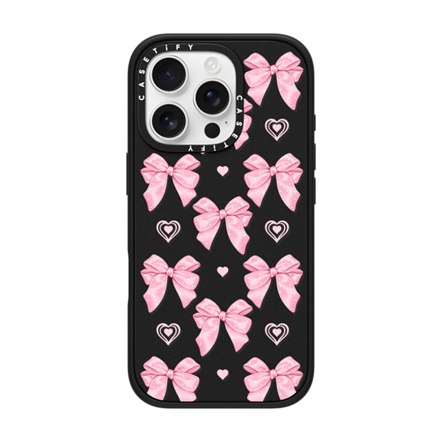 Victoria Ryabinina x CASETiFY iPhone 16 Pro ケース マットブラック インパクトケース MagSafe対応 Pink bows