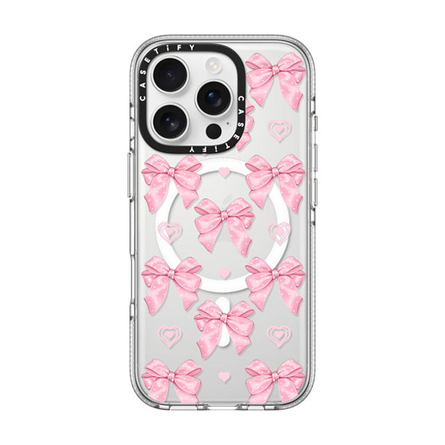 Victoria Ryabinina x CASETiFY iPhone 16 Pro ケース クリア クリア ケース MagSafe対応 Pink bows