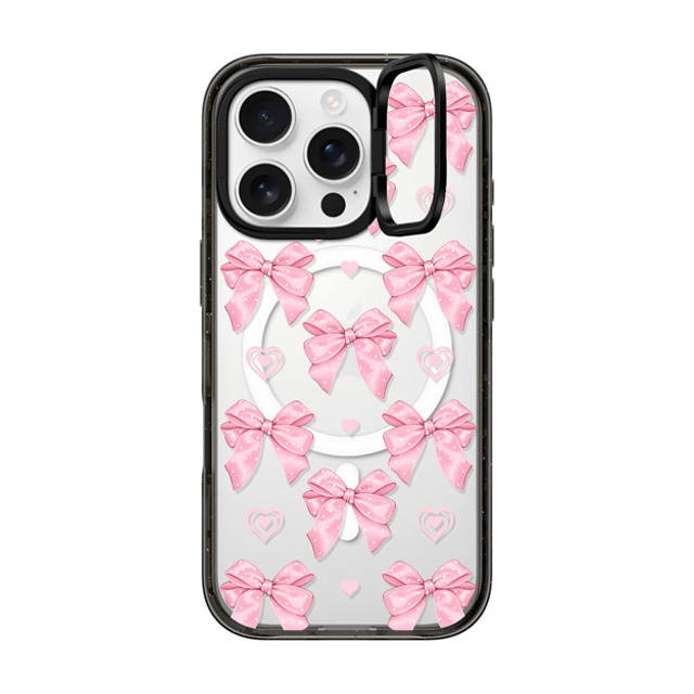 Victoria Ryabinina x CASETiFY iPhone 16 Pro ケース ブラック インパクトリングスタンドケース MagSafe対応 Pink bows