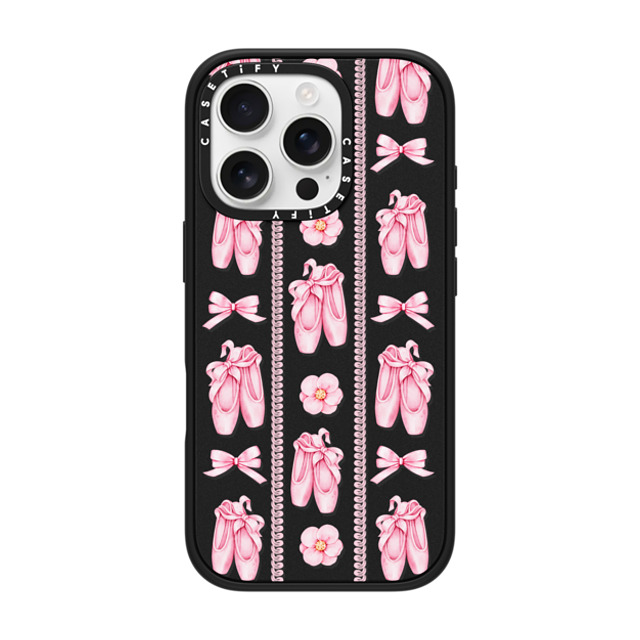 Victoria Ryabinina x CASETiFY iPhone 16 Pro Case Ribbon,Pattern Matte Black Impact Case MagSafe Compatible Ballet pattern Back to School Victoria Ryabinina x CASETiFY iPhone 16 Pro Case Ribbon,Pattern Matte Black Impact Case MagSafe Compatible Ballet pattern Back to School