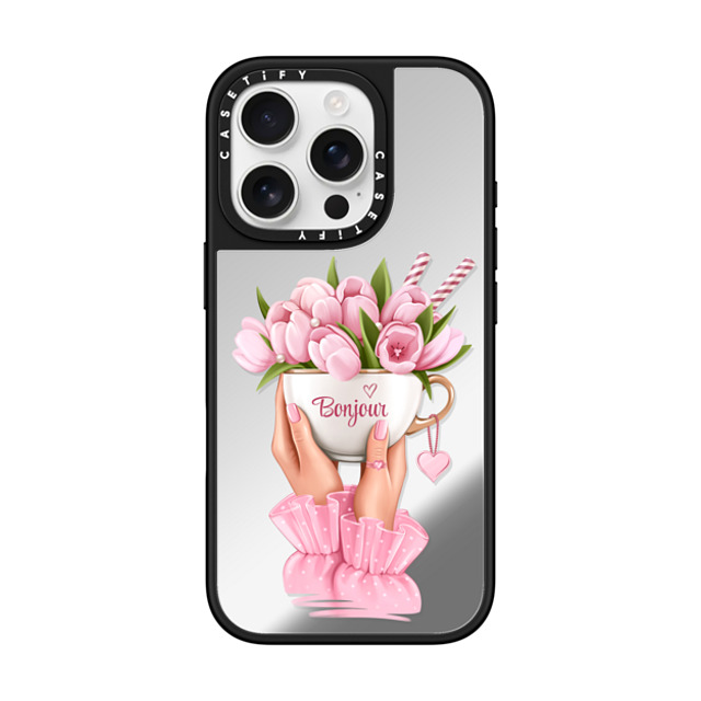 Victoria Ryabinina x CASETiFY iPhone 16 Pro ケース Floral Silver on Black ミラーケース MagSafe対応 Floral coffee Father's Day Victoria Ryabinina x CASETiFY iPhone 16 Pro ケース Floral Silver on Black ミラーケース MagSafe対応 Floral coffee Father's Day