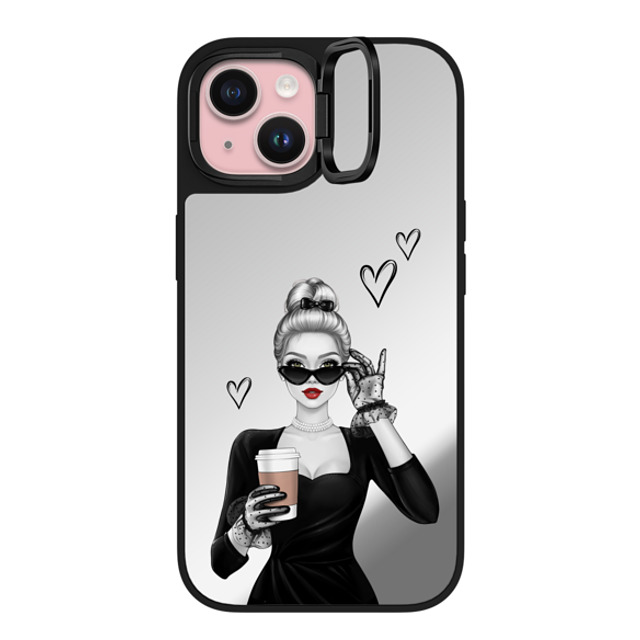 Victoria Ryabinina x CASETiFY iPhone 15 Case Silver on Black ミラー リングスタンドケース MagSafe対応 Elegant lady Back to School Victoria Ryabinina x CASETiFY iPhone 15 Case Silver on Black ミラー リングスタンドケース MagSafe対応 Elegant lady Back to School