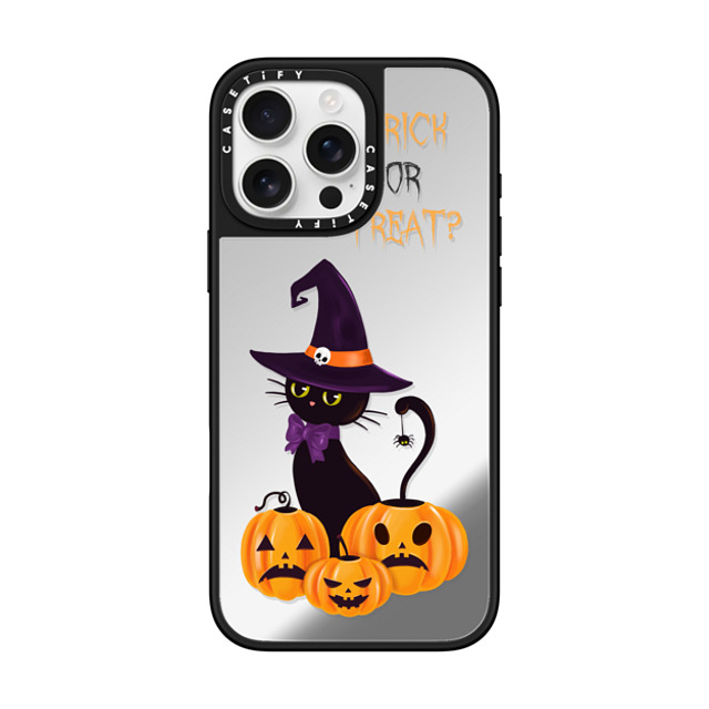 Victoria Ryabinina x CASETiFY iPhone 16 Pro Max Case Silver on Black ミラーケース MagSafe対応 Cat and pumpkins Back to School Victoria Ryabinina x CASETiFY iPhone 16 Pro Max Case Silver on Black ミラーケース MagSafe対応 Cat and pumpkins Back to School