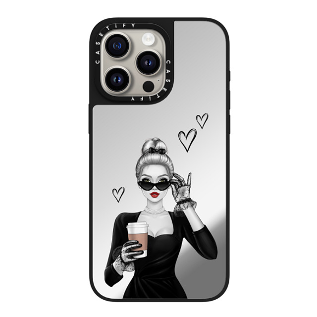 Victoria Ryabinina x CASETiFY iPhone 15 Pro Max ケース Silver on Black ミラーケース MagSafe対応 Elegant lady